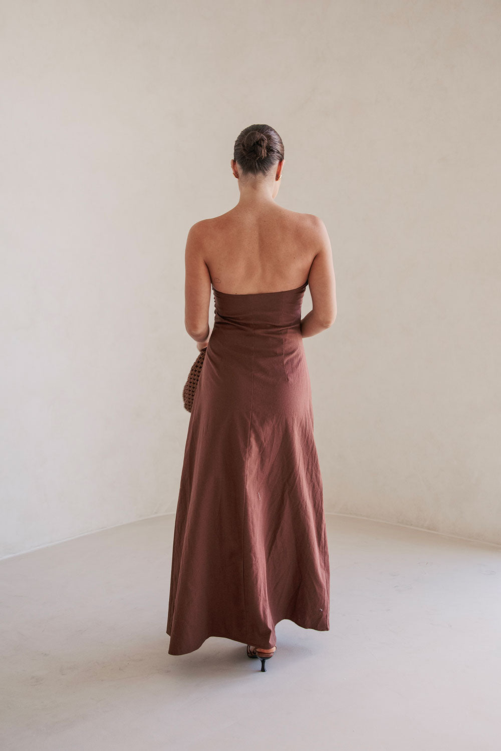 Exquisite Strapless Chocolate Brown Estella Maxi Dress for Events