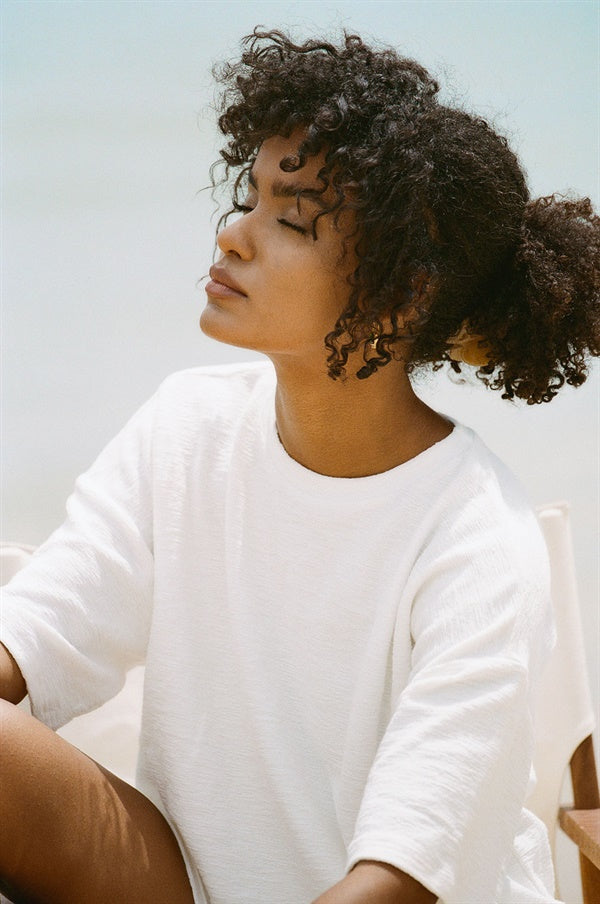 Soft Off - White Retro - Inspired Archer Tee with Half - Length Sleeves