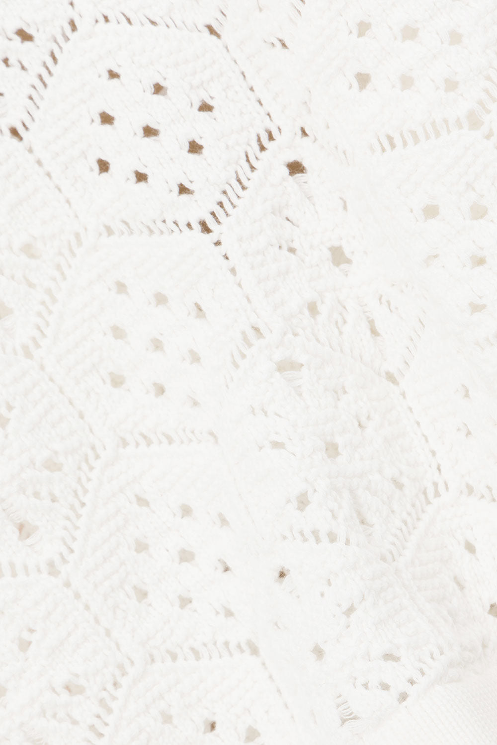 High - Quality White Cotton Diamond Jacquard Knit Soleil Top