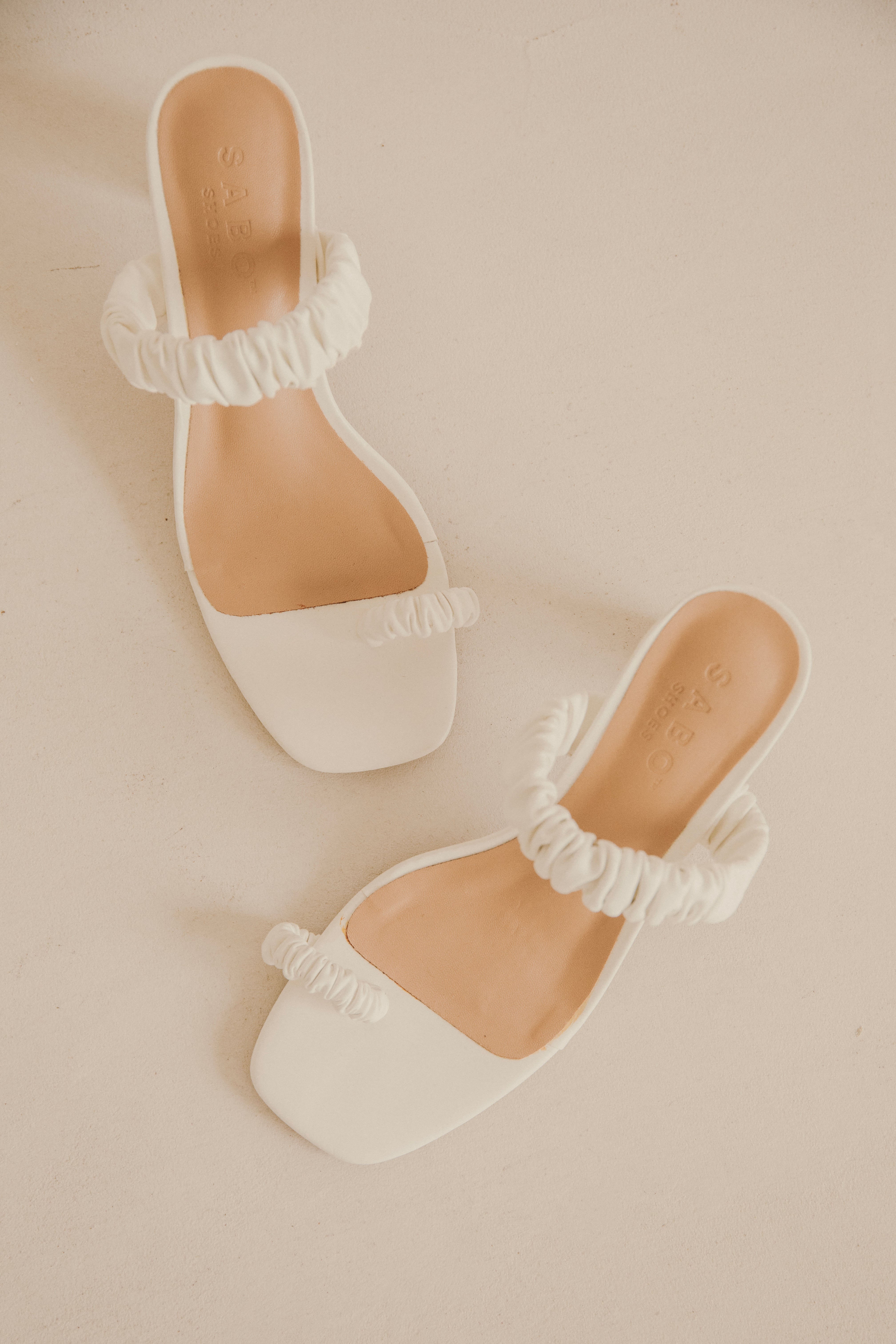 Exclusively Designed White Vegan Leather Catalina Heels