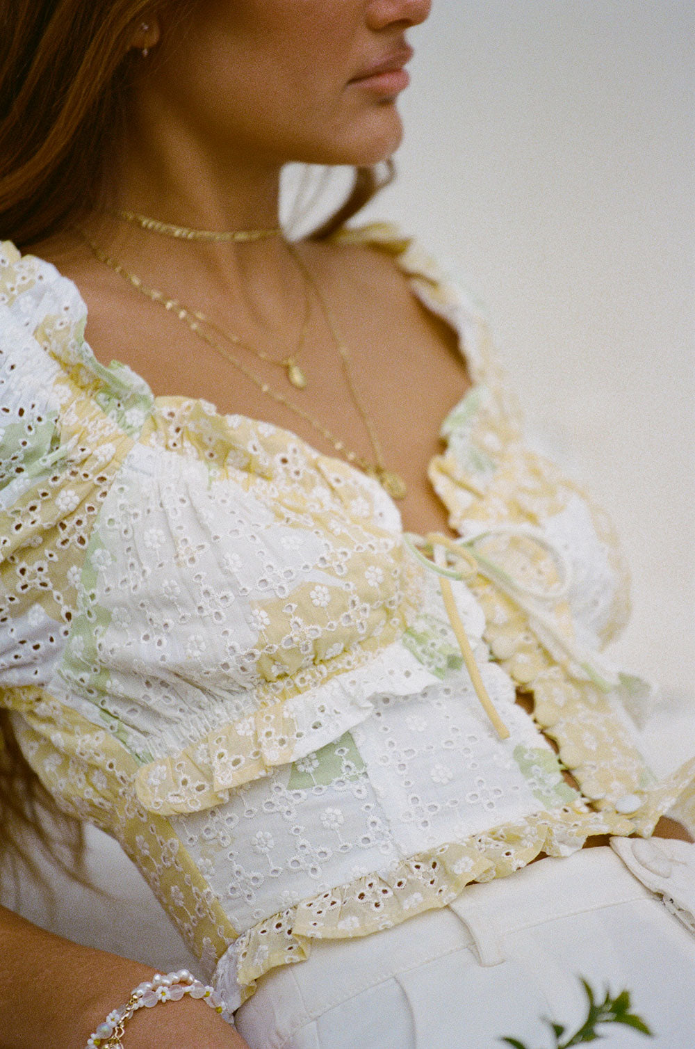 Unique Sample of Yellow Shirred Women's Top