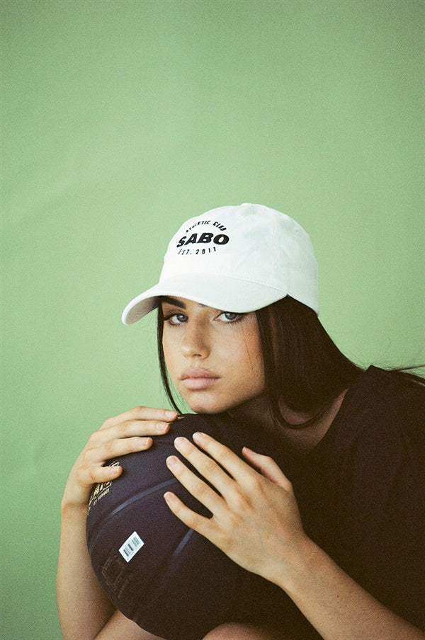 Sample White Sabo Sports Baseball Cap for Athletic Use