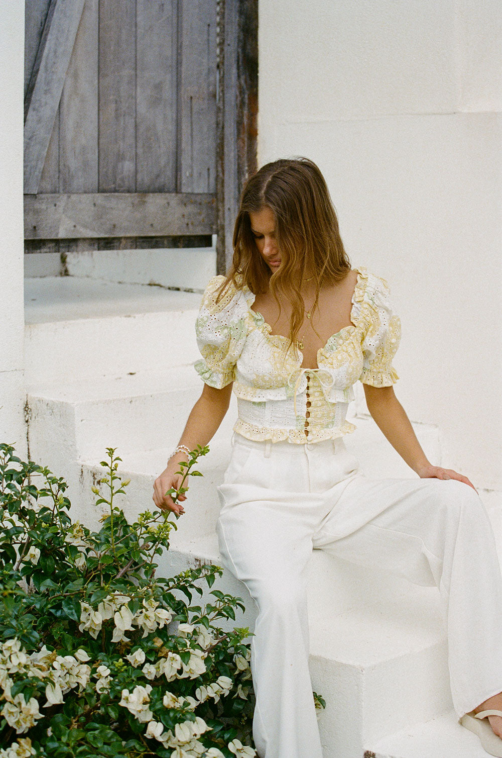 Unique Sample of Yellow Shirred Women's Top
