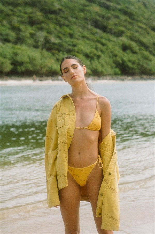 FT. Louisa Oversized Unisex Mustard Cotton Denim Jacket
