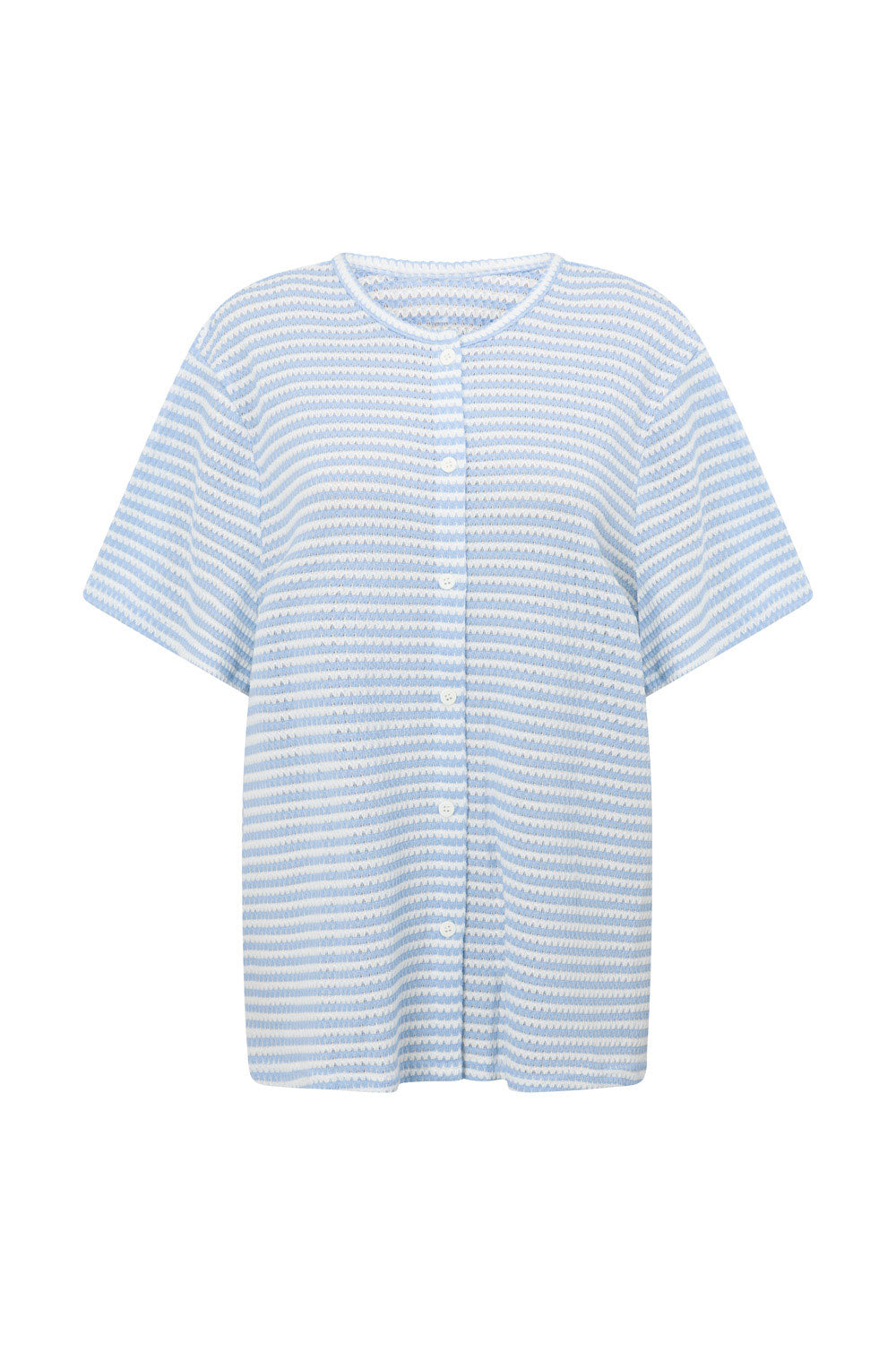 Baby Blue and White Lightweight Knitted Cassie Women's Top