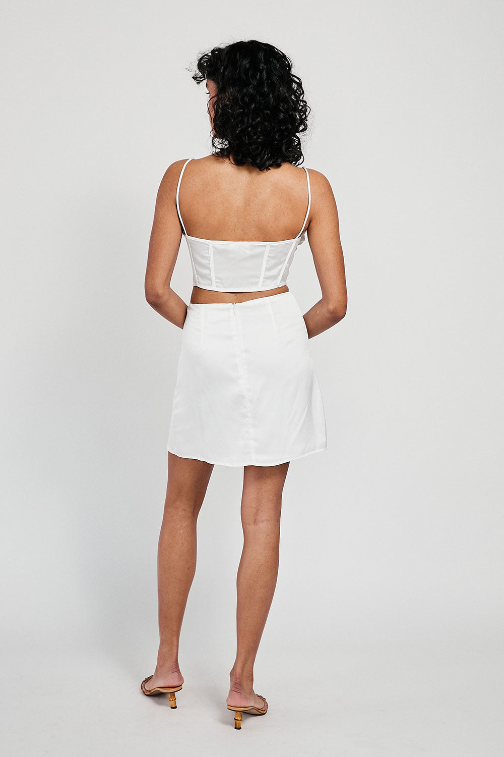 Exclusively Designed White Silky Parker Top with Tie Details