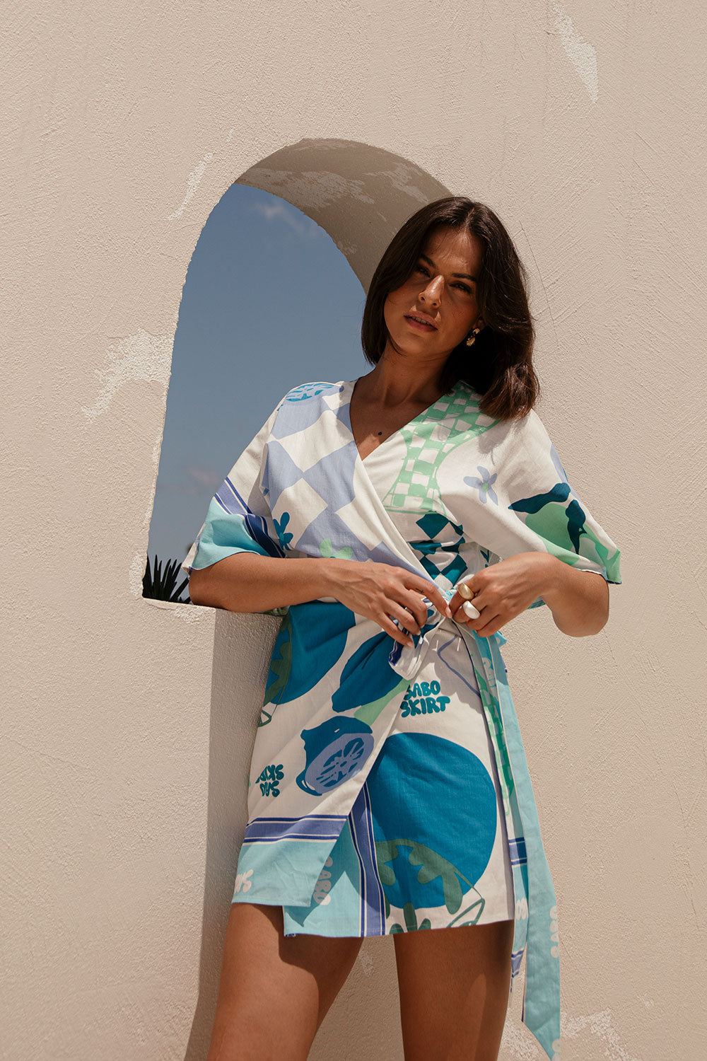 Azure Scarf Print Scarlett Women's Wrap Dress