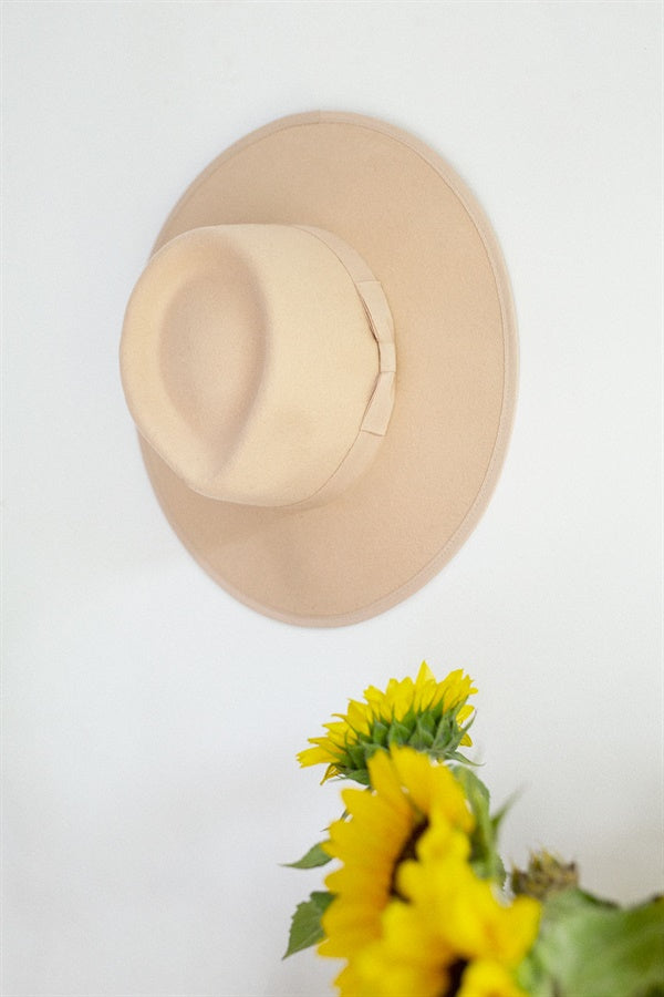 Beige Soft Wool Fedora Style Camel Rancher Hat for Vacation