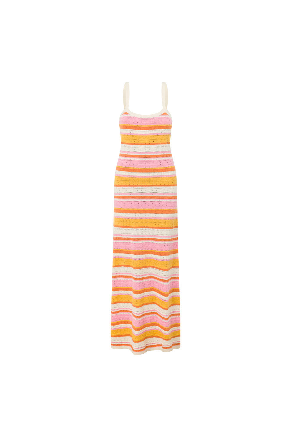 High - quality Natural Knit Amey Maxi Dress with Pink, Mustard, Red and White Panels