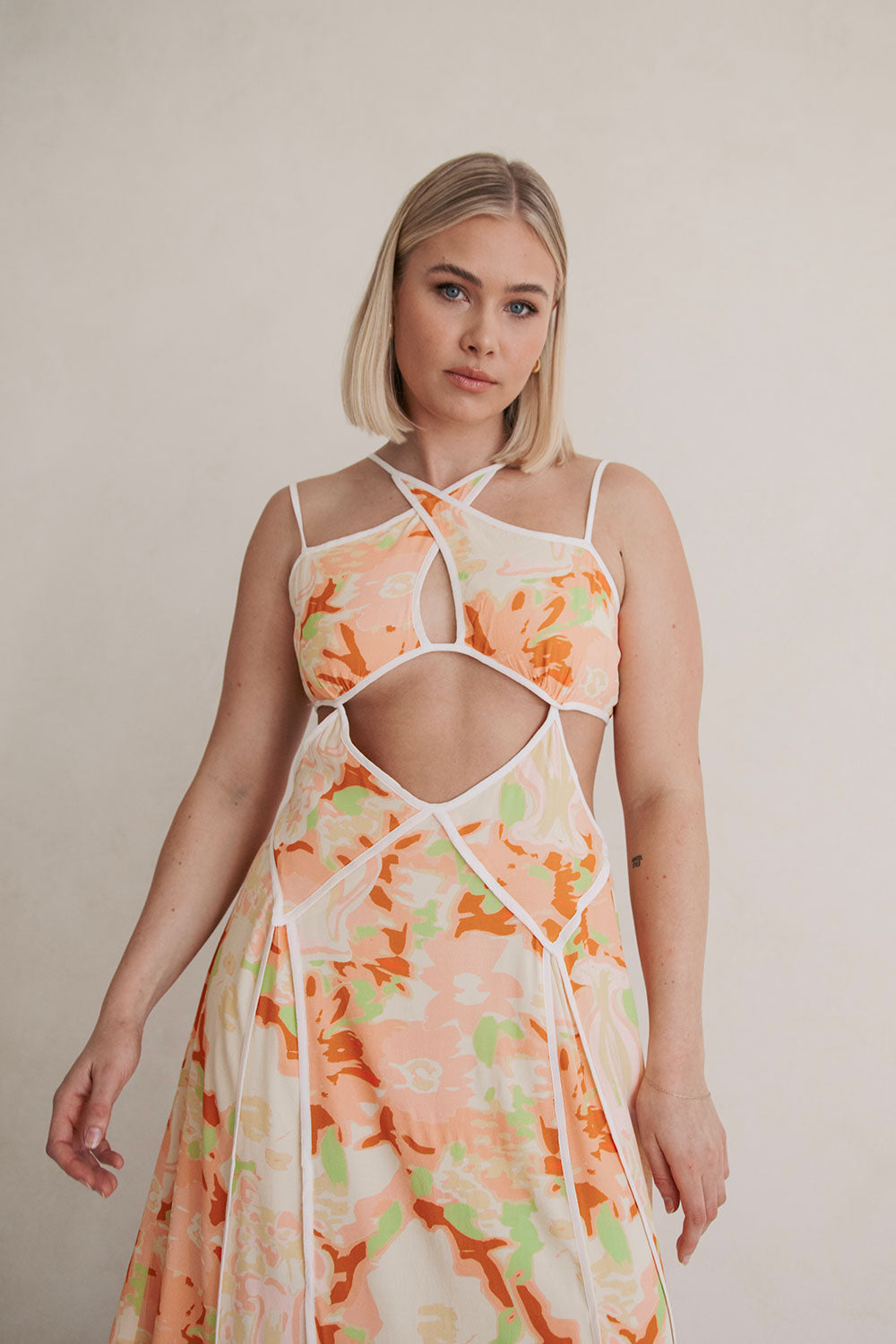 Exquisite Malaiya Motion Floral Zipper Crepe Dress