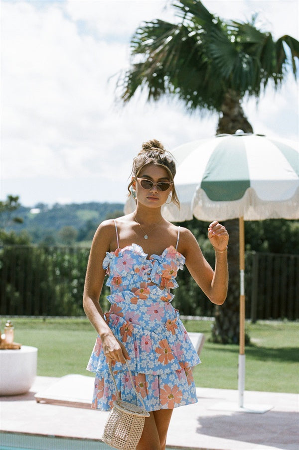 Stylish Selma Women's Cami Dress Featuring Exclusive Sky Floral Pattern