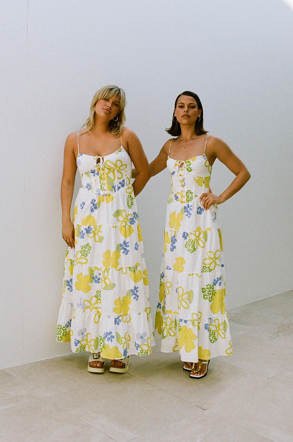 Exclusive Doe Coastal Green Print High - Quality Natural Cotton Melody Midi Dress