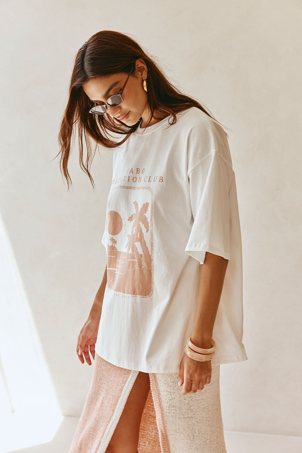 Pink Oversized Britta Top with Vintage Graphic