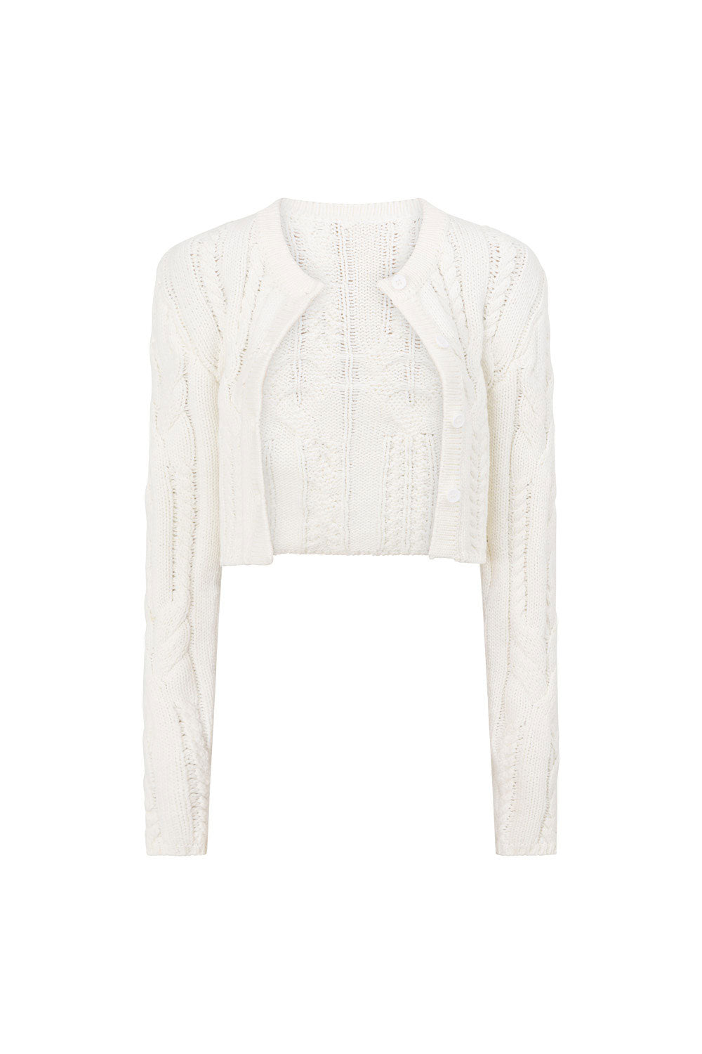 Paquita Women's High - quality Cotton Blend Cable Knit Cream Sweater