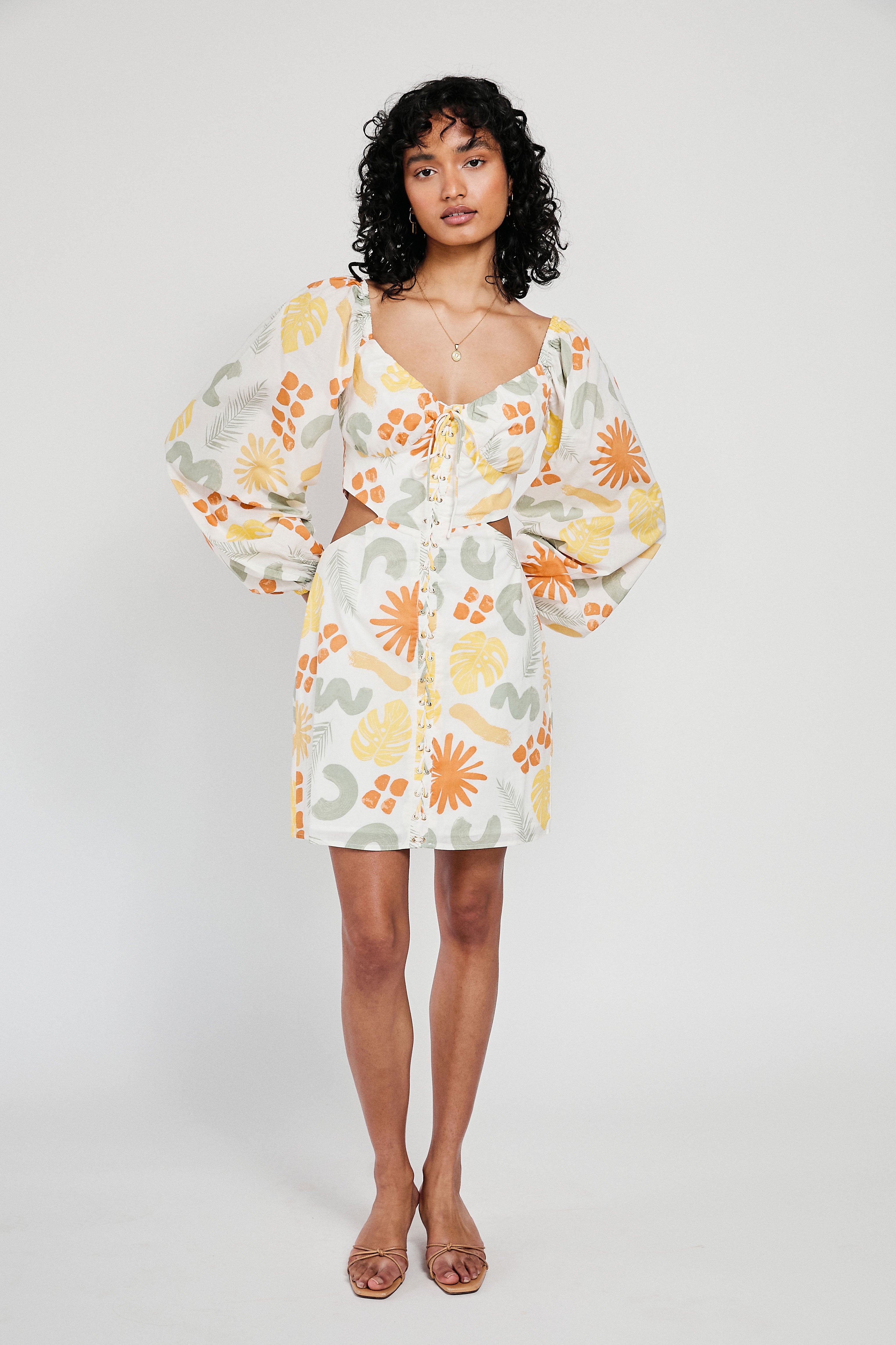 Unique Willa Desert Leaf Sample Dress with Faint Flaws
