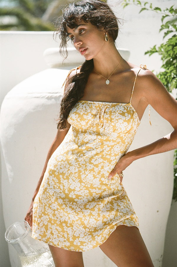 Stylish Yellow Mustard Floral Print Sarai Dress for Versatile Outfits