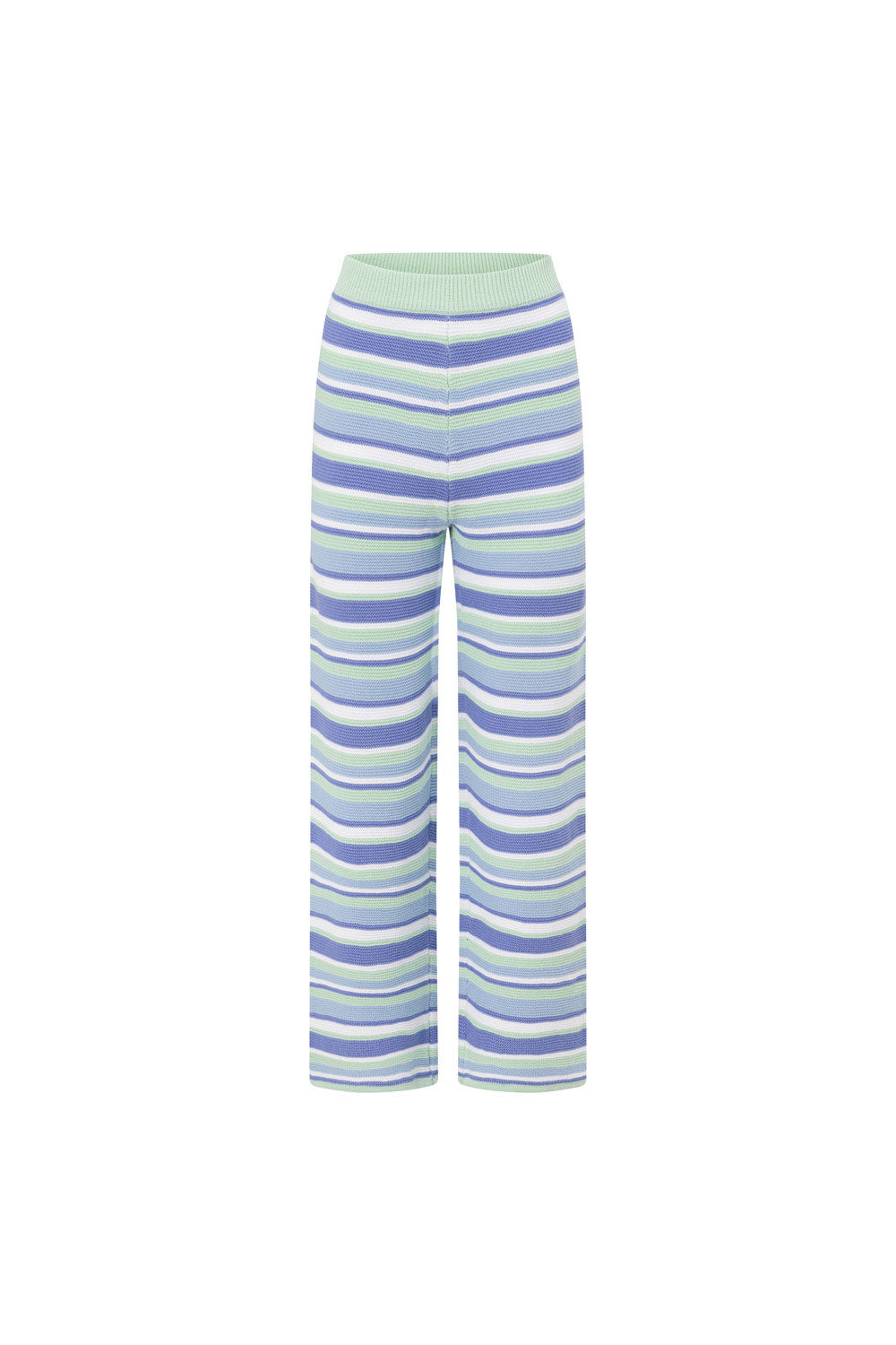 Blue Mint and White Striped High - Waisted Relaxed Fit Aero Pants