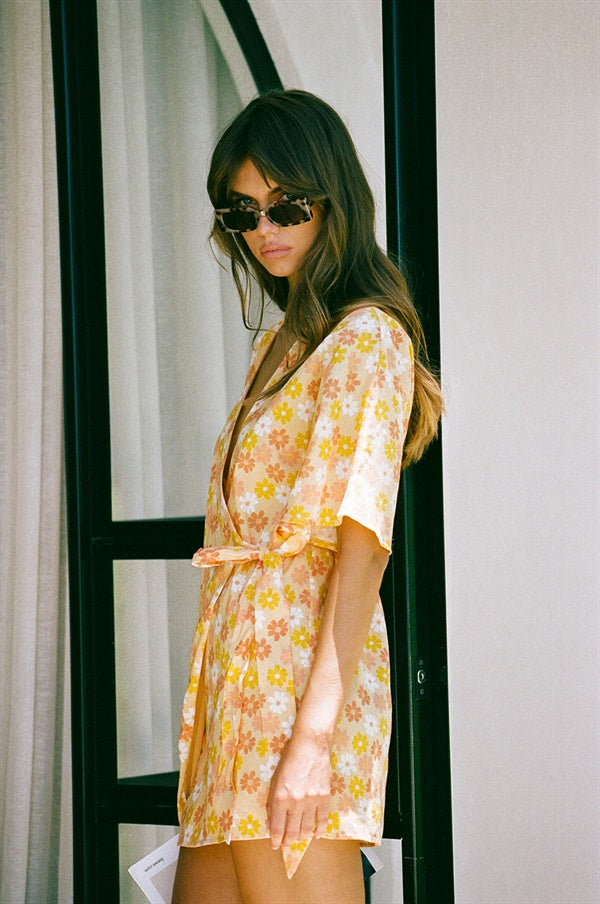 Sabo's Exclusive Hand - Painted Floral Impala Scarlett Wrap Cotton Dress