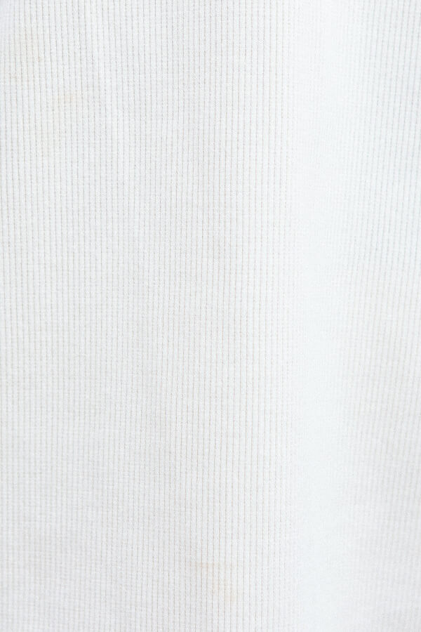 Comfy Cream Ribbed Short - Sleeve High - Rounded Neck Mellow Tee