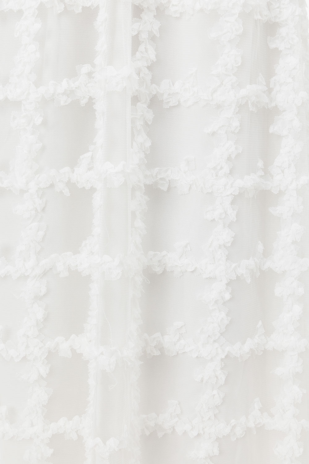 SABO LUXE White Ruffle Mesh Adjustable-Strap Kensington Midi Dress