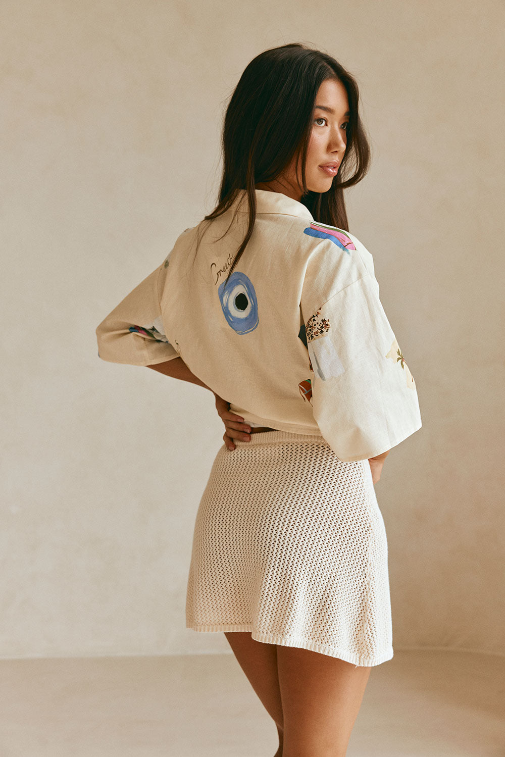 Vanilla-colored Priya Summer Cotton Knit Skirt - A Fashionable Must-have