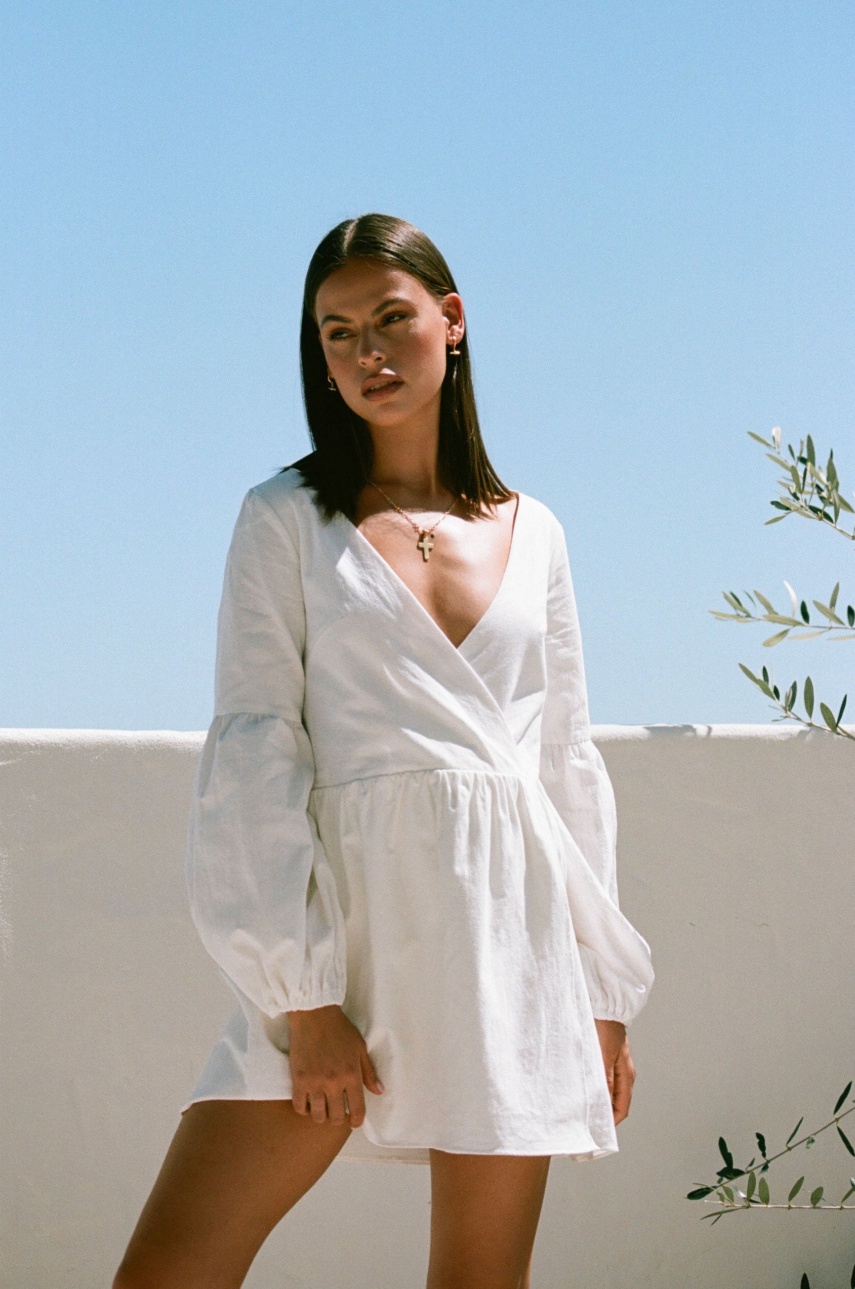 Fresh White Comfy and Cute Charlotte Dress with Puff Sleeves