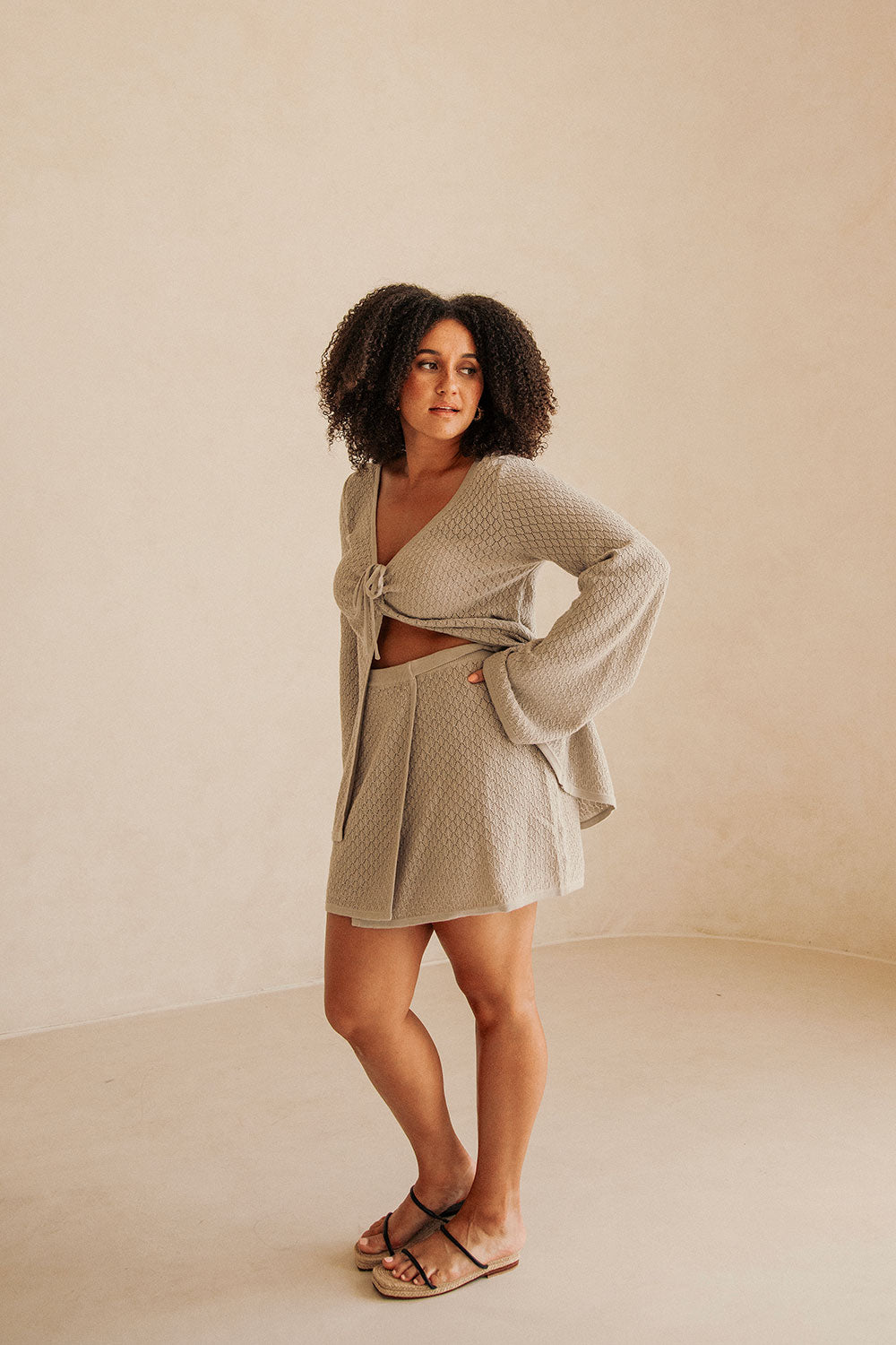 Baylie Women's Wrap Skirt in Taupe Shade