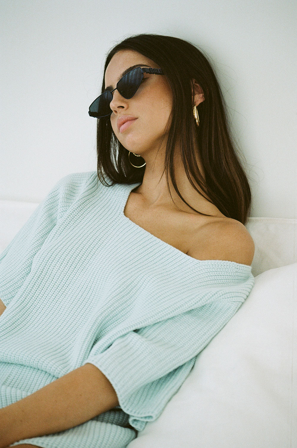 Stylish Blue Soft Knit Sevina Top with Square Neckline