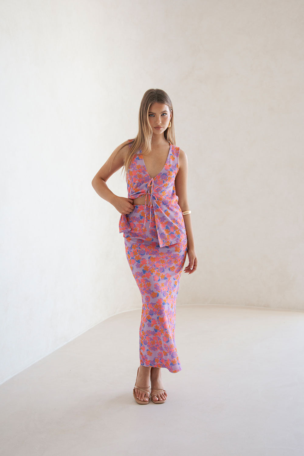 Tranquillo-Printed Addie High-Waisted Maxi Skirt