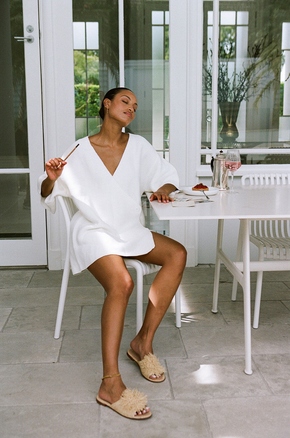 Jessie Women's Off - white Knit Wrap Dress for All Seasons