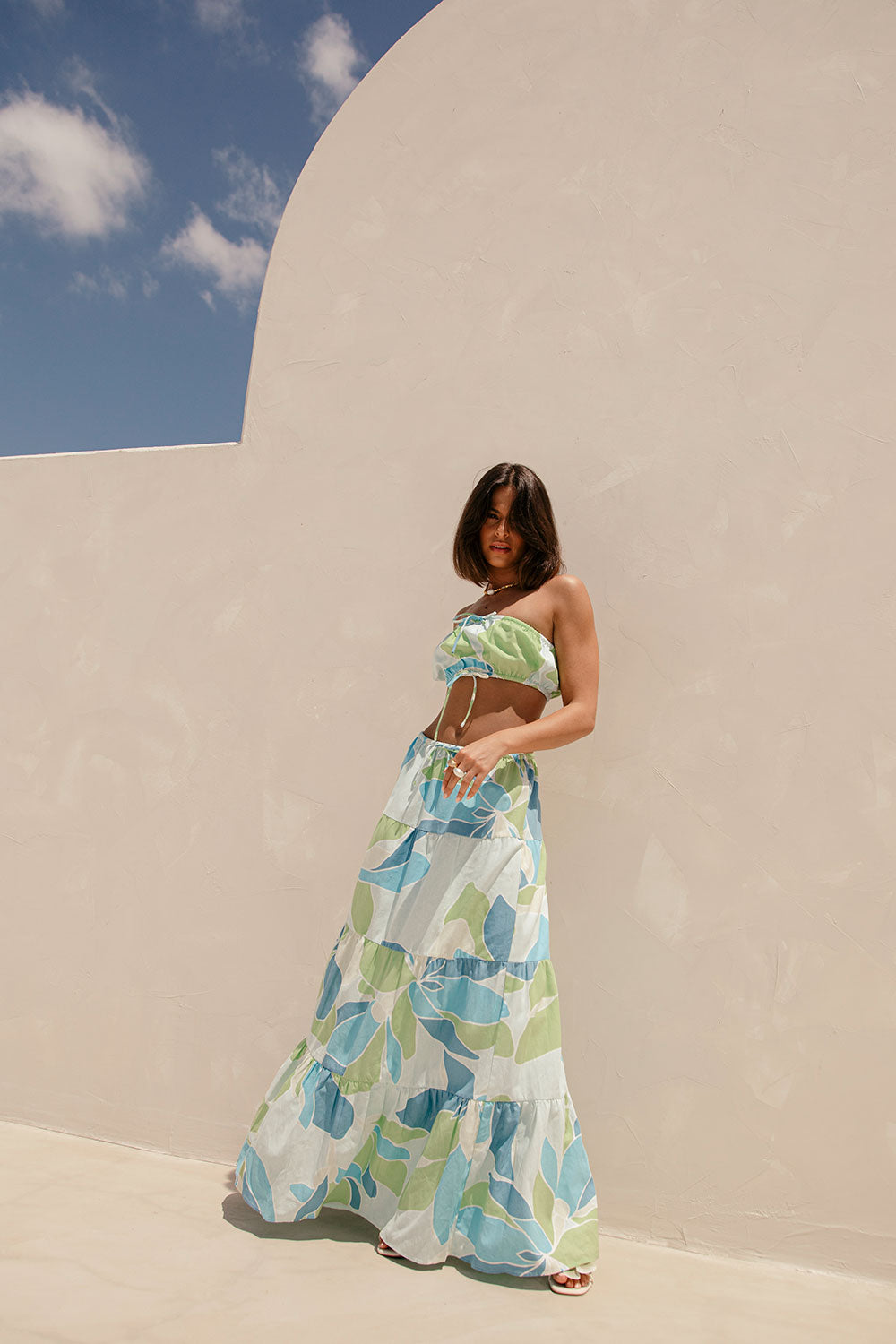 Aviva Women's Long Maxi Skirt in Exclusive Magnolia Blue Shade