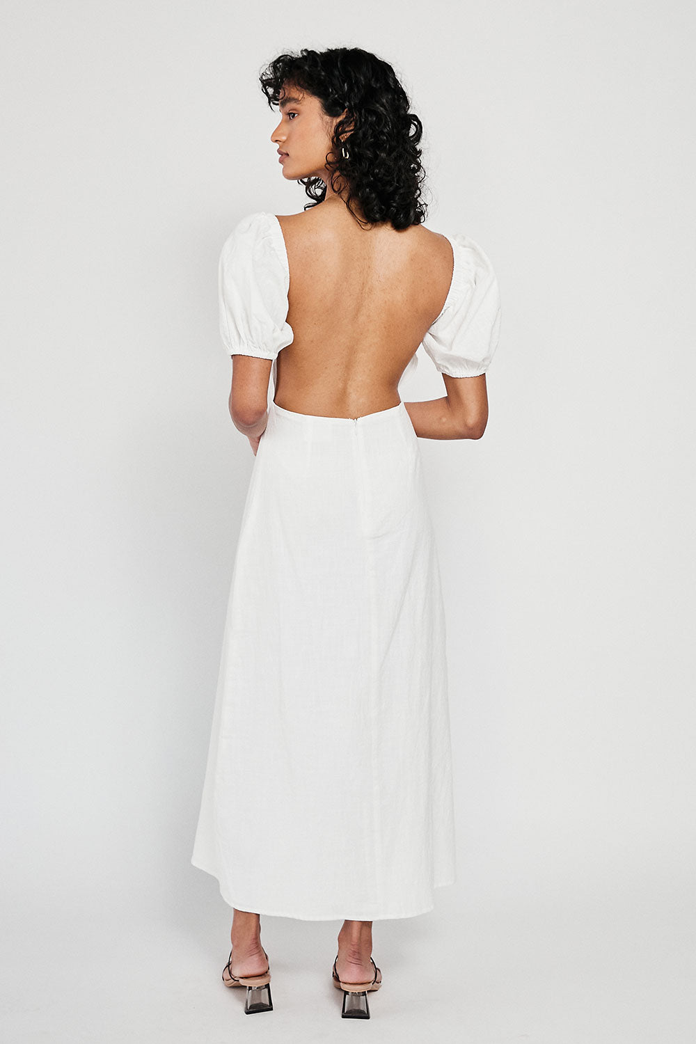 Backless White Samah Midi Dress for Women