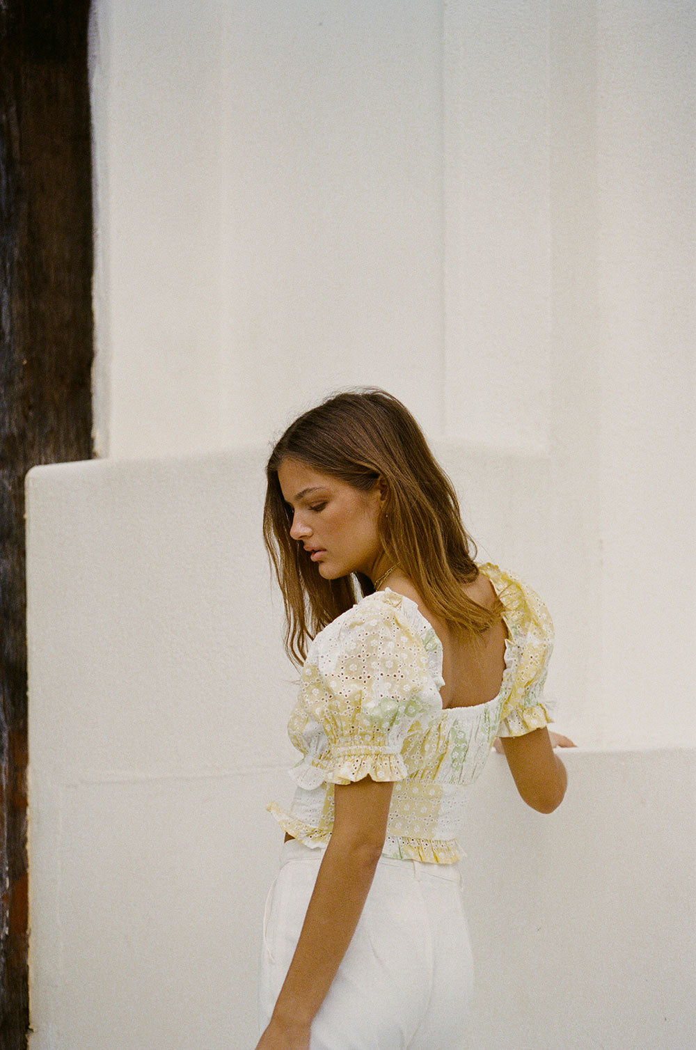 Unique Sample of Yellow Shirred Women's Top