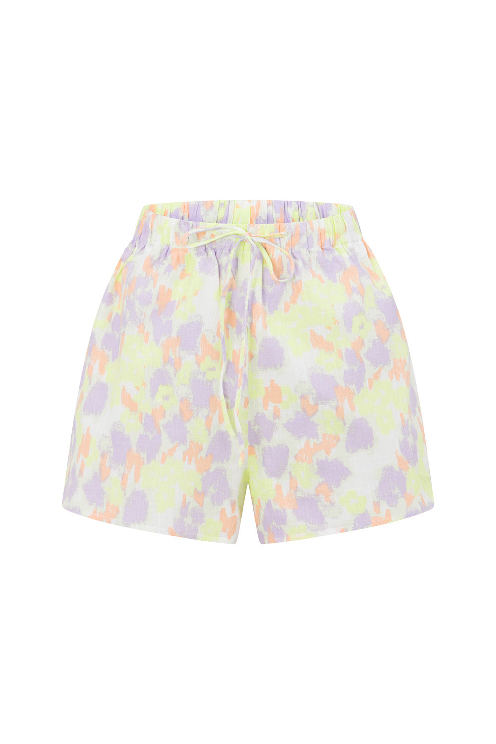 Exclusive Parklyn High - Waisted Natural Cotton Slub Shorts with Lime Print