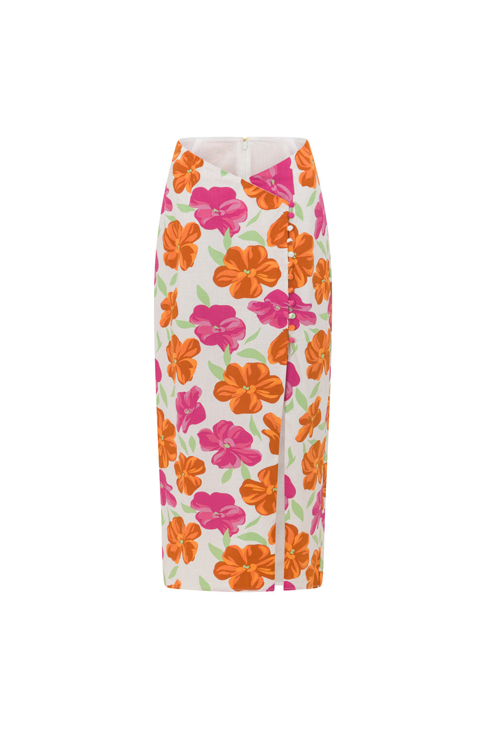 Exquisite Rosa Print High - Quality Cotton Luan Midi Skirt
