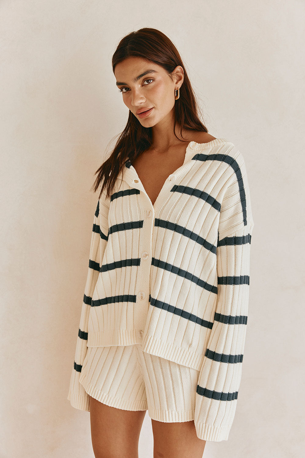 Sabo's Exclusive Cruz Cotton Blend Ribbed Knit Cardigan