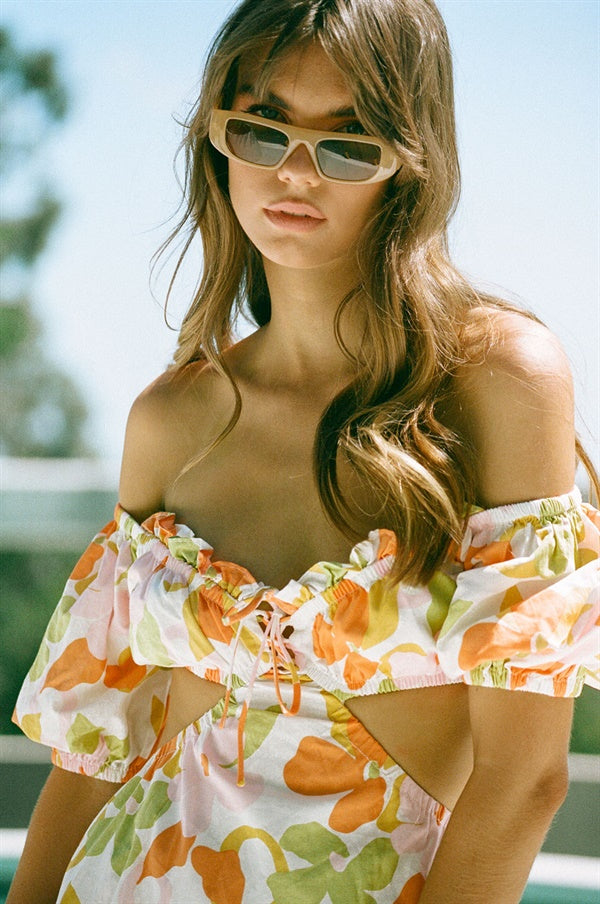 Stylish Dusty Floral Hand - Painted Kalluah Dress