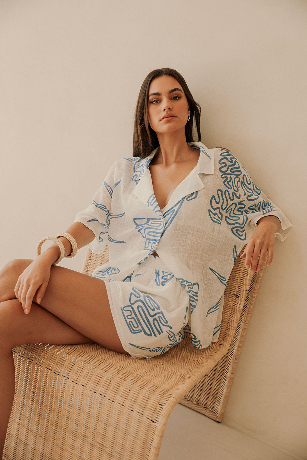 Exclusive Evoke Blue Relaxed Seona Top for Vacation