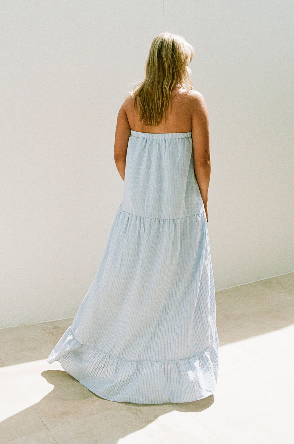 Sabo's Exclusive Lightweight Blue Bella Strapless Maxi Dress