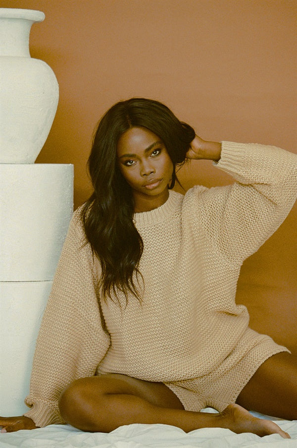 Tan Chunky Knit Noelle Women's Sweater for Cosy Wear
