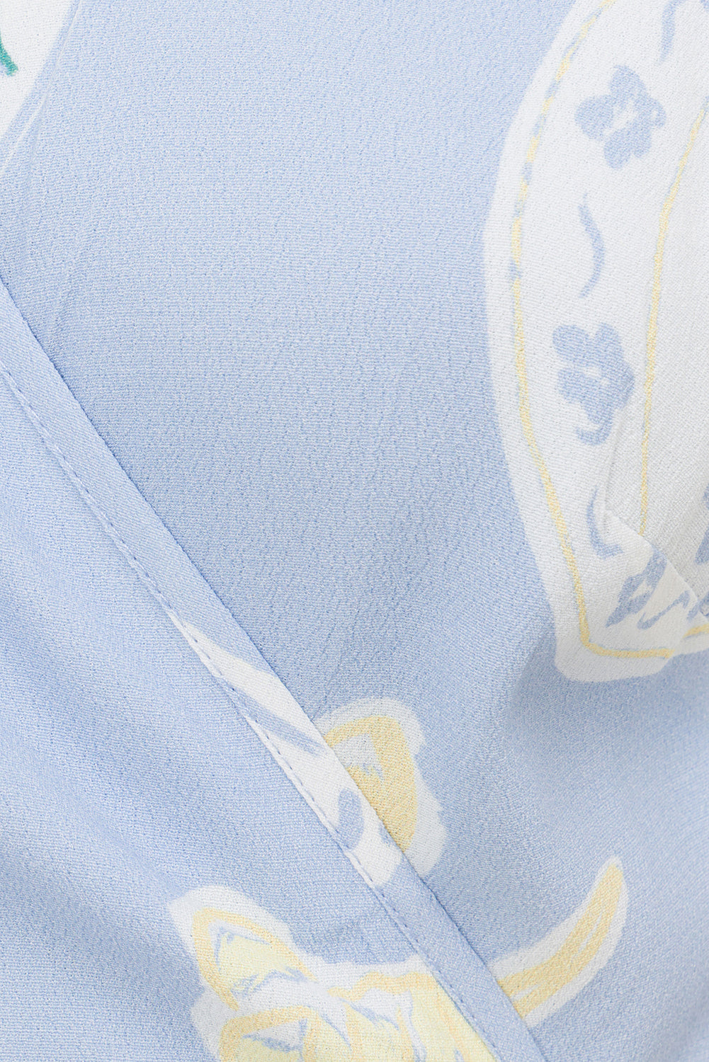 Exclusive Ciao Blue Viscose Crepe Stalla Wrap Style Women's Top