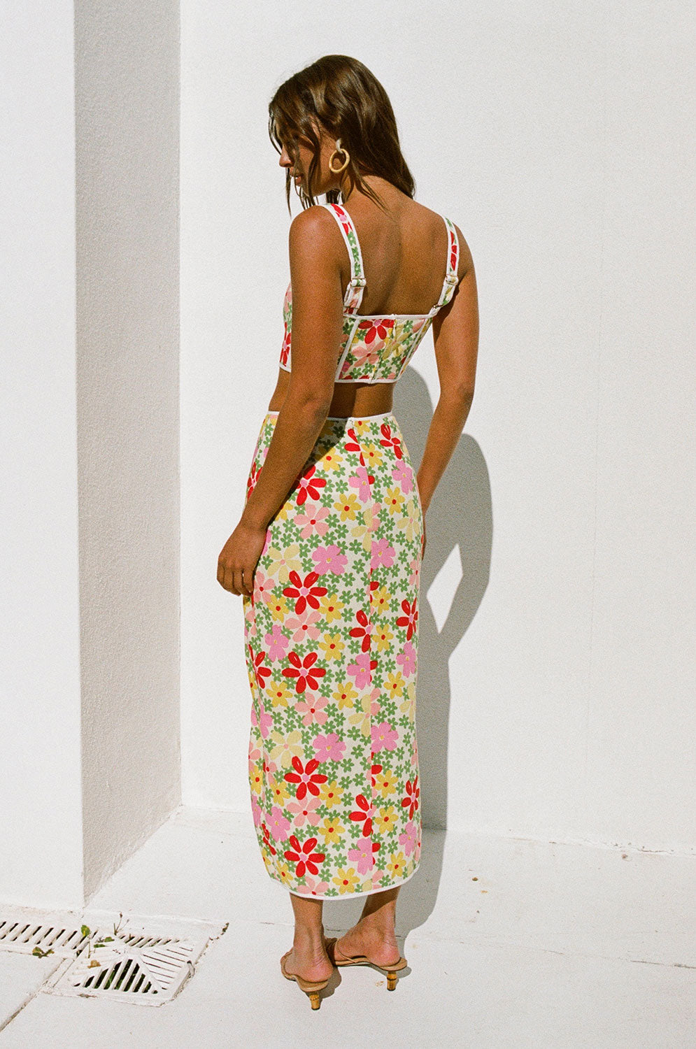 Exquisite Pina Floral Print High - Waisted Malina Skirt