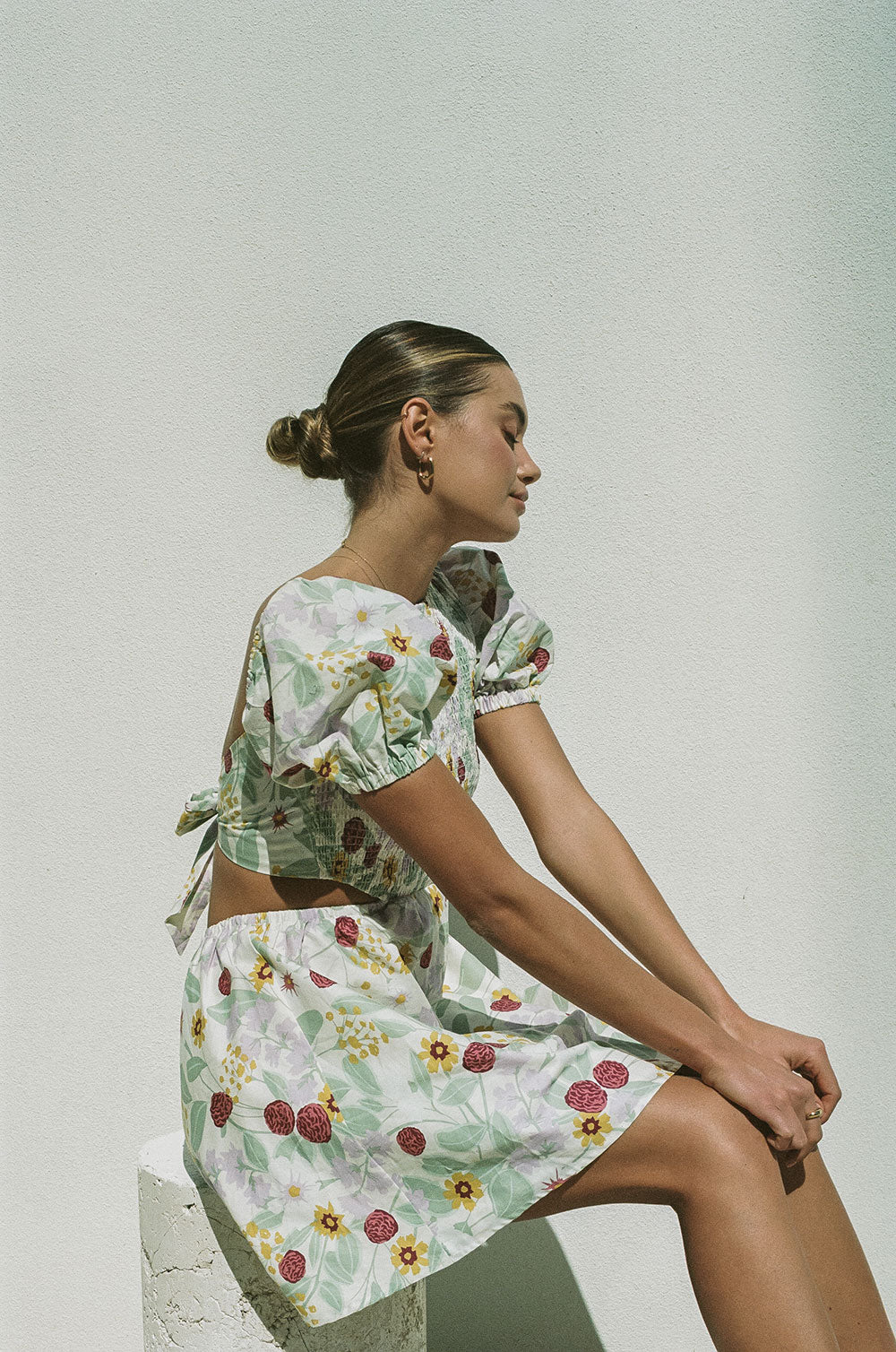 Exquisite Royal Floral Print Astra Cutout Cotton Poplin Dress