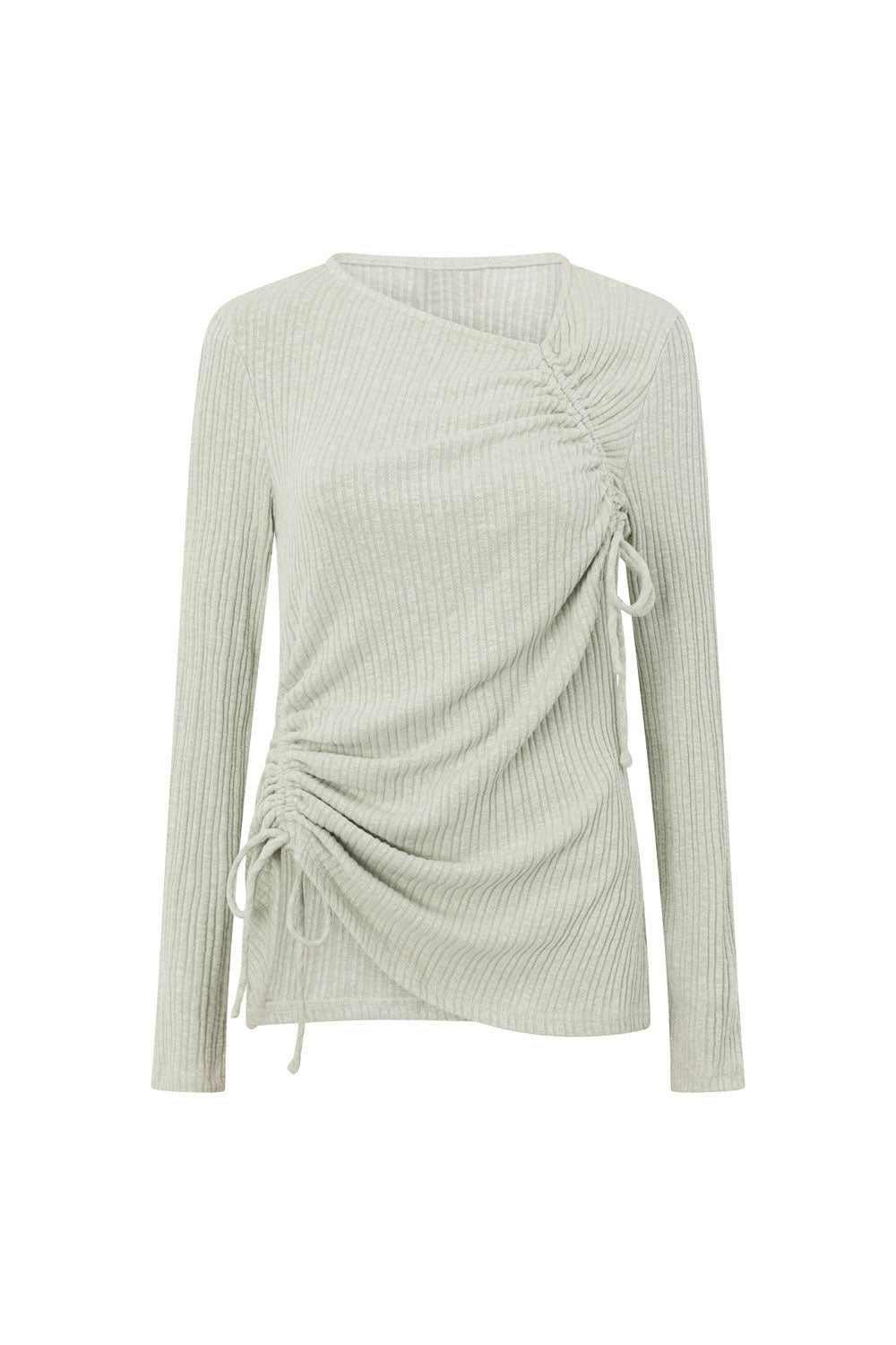 Stylish Sage-Colored Ribbed Zahlia Women's Top