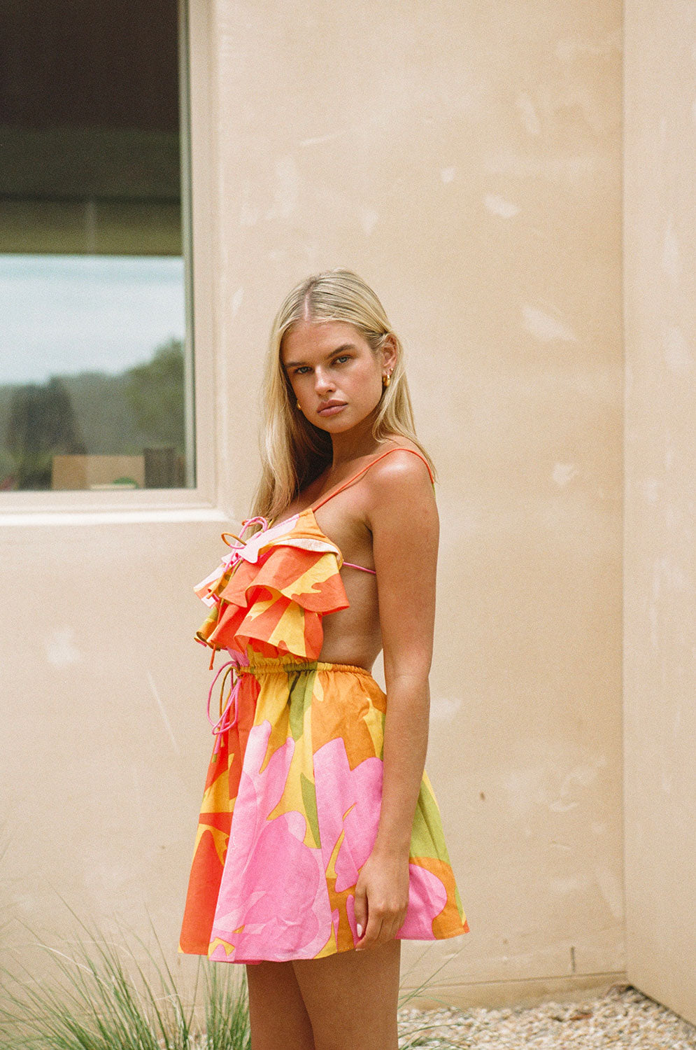 Exclusive Women's Vitali Frill Dress with Stunning Hibiscus Print