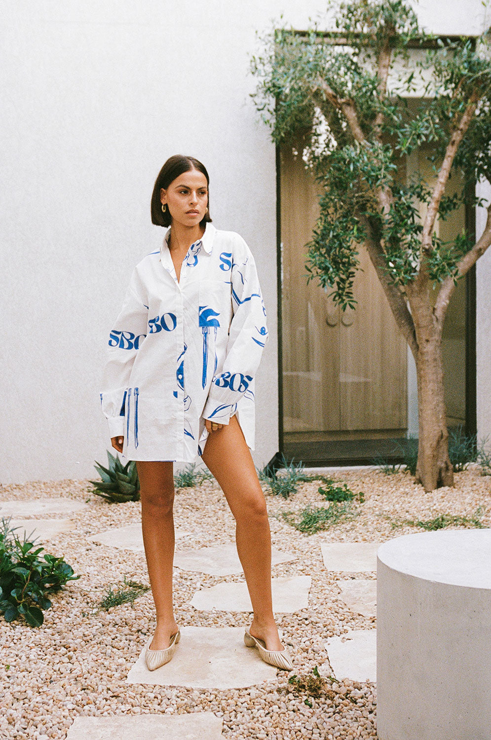 Exclusive Dainty Print Oversized Jay Cotton Shirt Dress