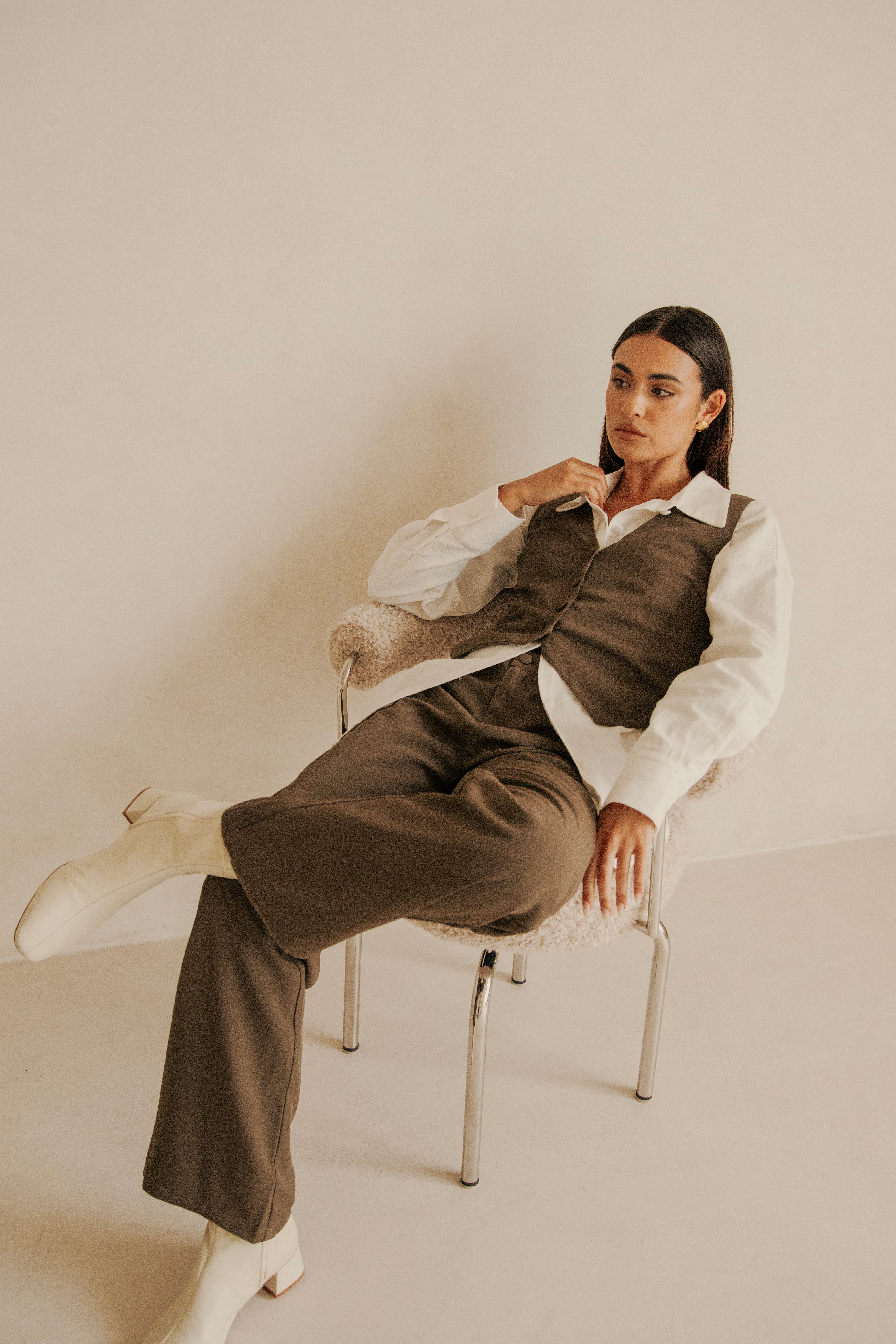 Chocolate - Colored Luxury Remi Suiting Pants for Fashionable Wear