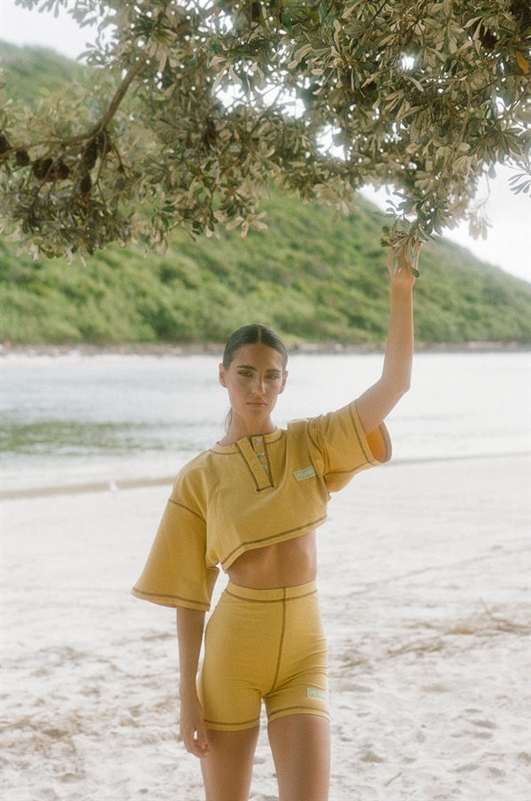 FT. Louisa Mustard High - Waisted Thick Cotton Citizen Bike Shorts