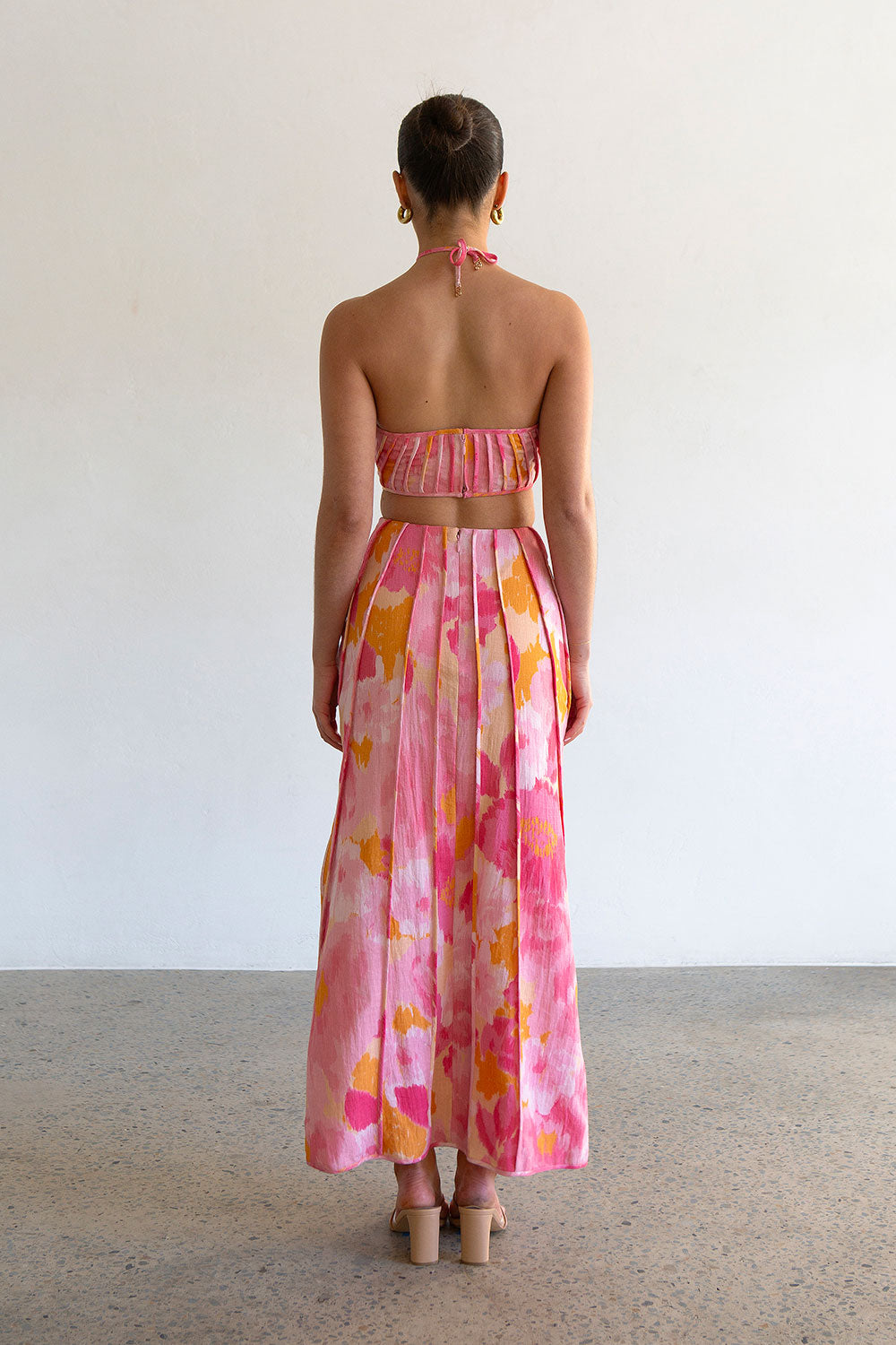 Stylish Pink Gerbera Tallulah Midi Dress - Sample Piece
