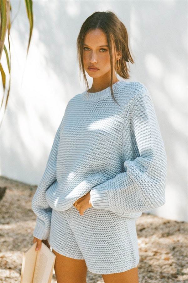 Blue Noelle Hand - Knit Women's Sweater - Sample Product